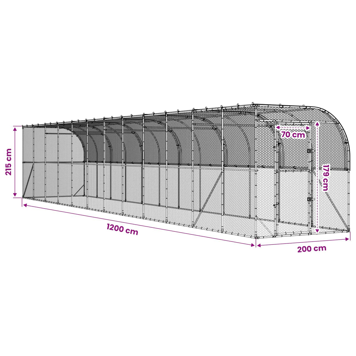 vidaXL Against Wall Chicken Coop Silver 1200 x 200 x 215 cm