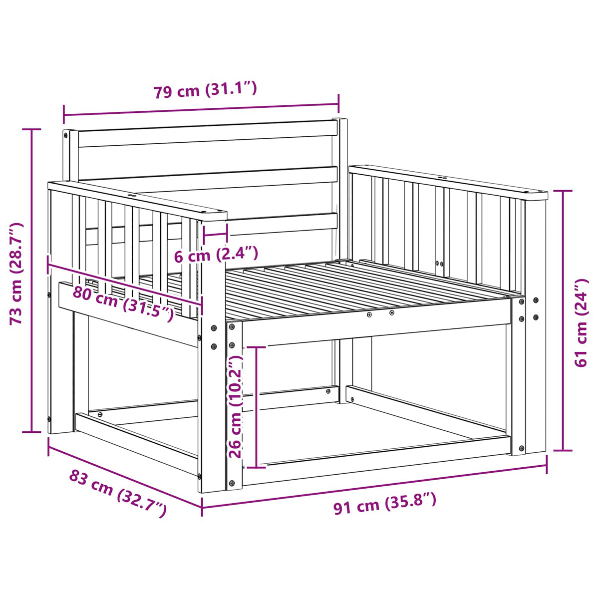 vidaXL Outdoor Middle Sofa Natural