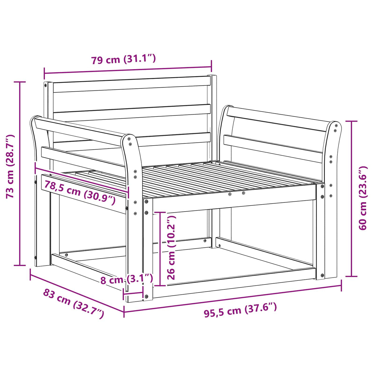 vidaXL Outdoor Middle Sofa Natural