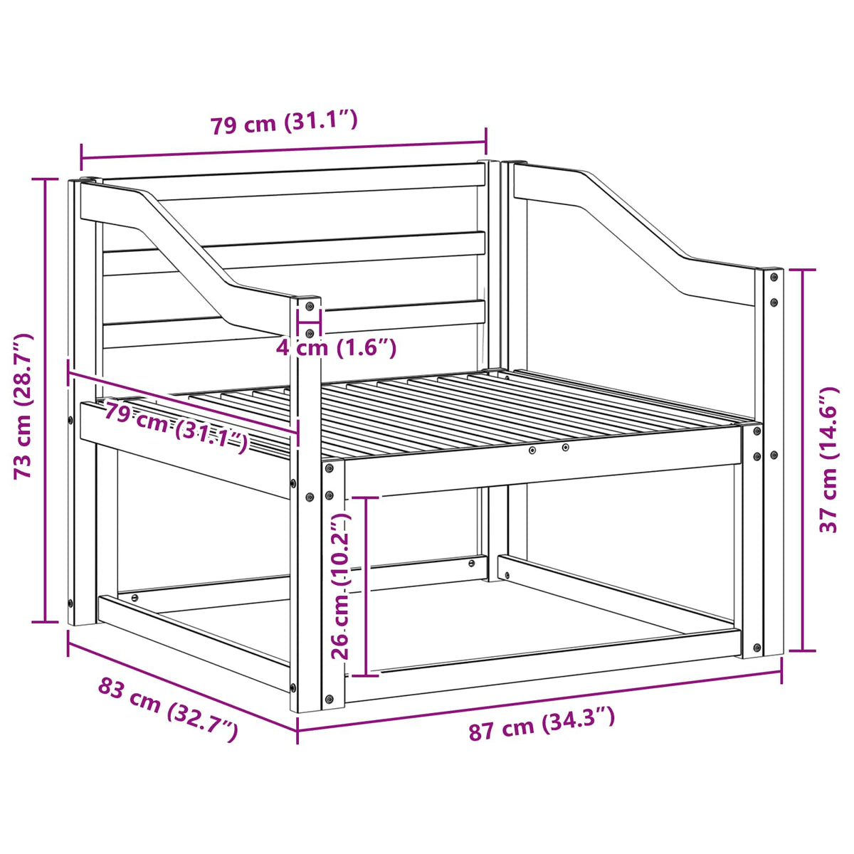 vidaXL Outdoor Middle Sofa Natural