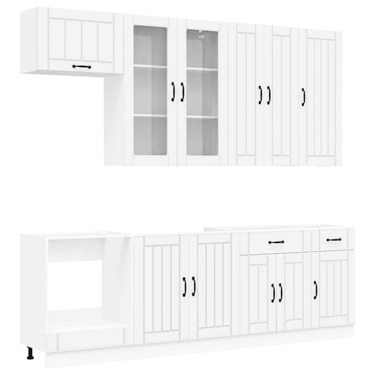 vidaXL Kitchen Unit LUCCA 8 pcs White Engineered Wood