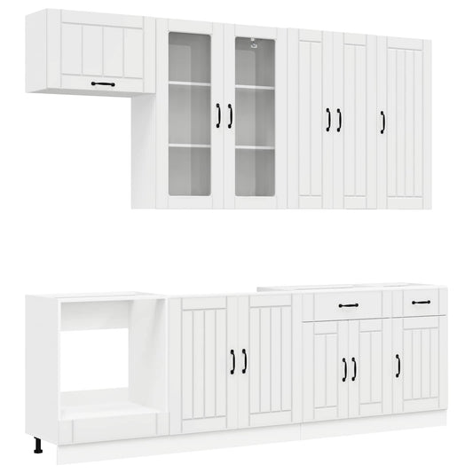 vidaXL Kitchen Unit LUCCA 8 pcs High Gloss White Engineered Wood