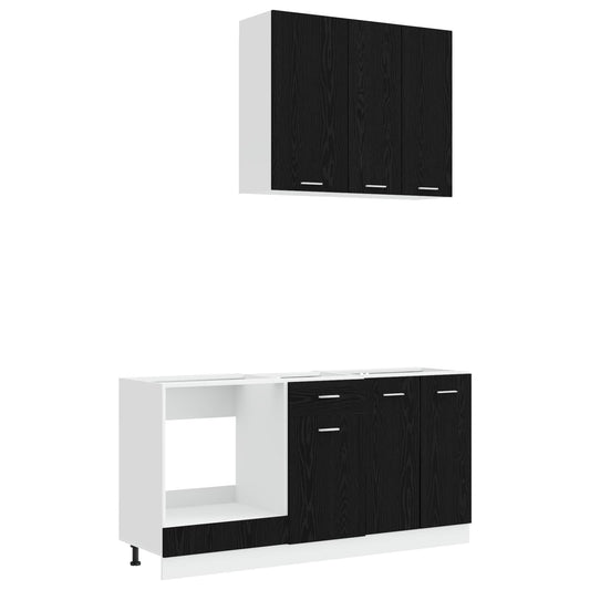 vidaXL Kitchen Unit LYON 5 pcs Black Oak Engineered Wood