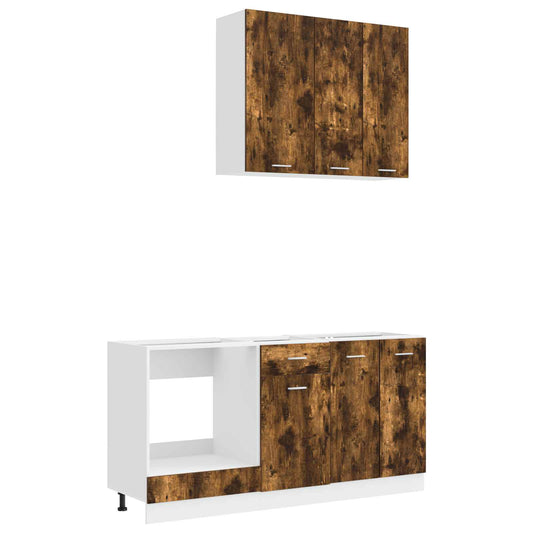 vidaXL Kitchen Unit LYON 5 pcs Smoked Oak Engineered Wood