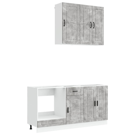 vidaXL Kitchen Unit PORTO 5 pcs Concrete Grey Engineered Wood
