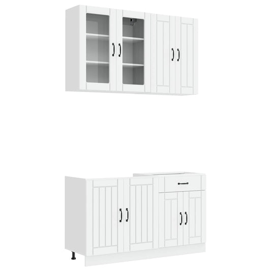 vidaXL Kitchen Unit LUCCA 4 pcs White Engineered Wood