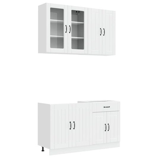 vidaXL Kitchen Unit LUCCA 4 pcs High Gloss White Engineered Wood