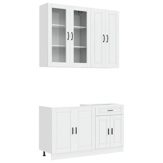 vidaXL Kitchen Unit PORTO 4 pcs High Gloss White Engineered Wood
