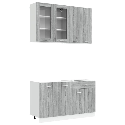 vidaXL Kitchen Unit LYON 4 pcs Grey Sonoma Engineered Wood