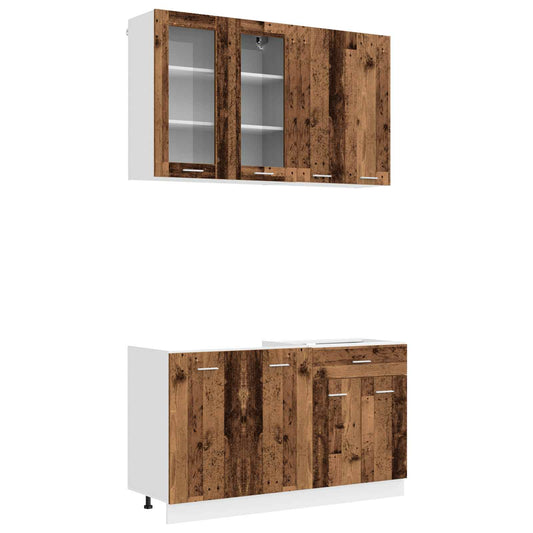 vidaXL Kitchen Unit LYON 4 pcs Old Wood Engineered Wood