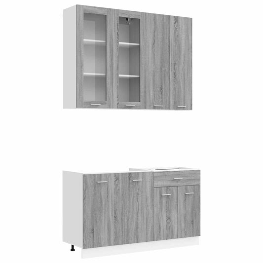 vidaXL Kitchen Unit LYON 4 pcs Grey Sonoma Engineered Wood