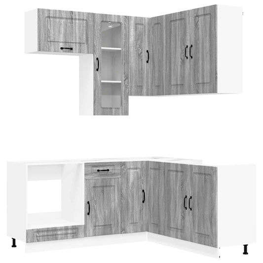vidaXL Kitchen Unit KALMAR 8 pcs Grey Sonoma Engineered Wood