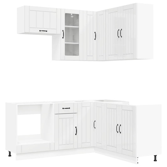vidaXL Kitchen Unit LUCCA 8 pcs High Gloss White Engineered Wood