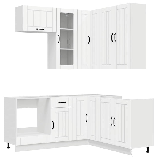vidaXL Kitchen Unit LUCCA 8 pcs White Engineered Wood