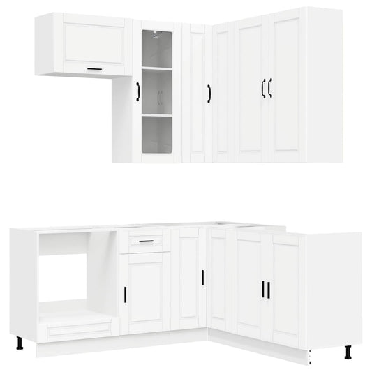 vidaXL Kitchen Unit PORTO 8 pcs White Engineered Wood