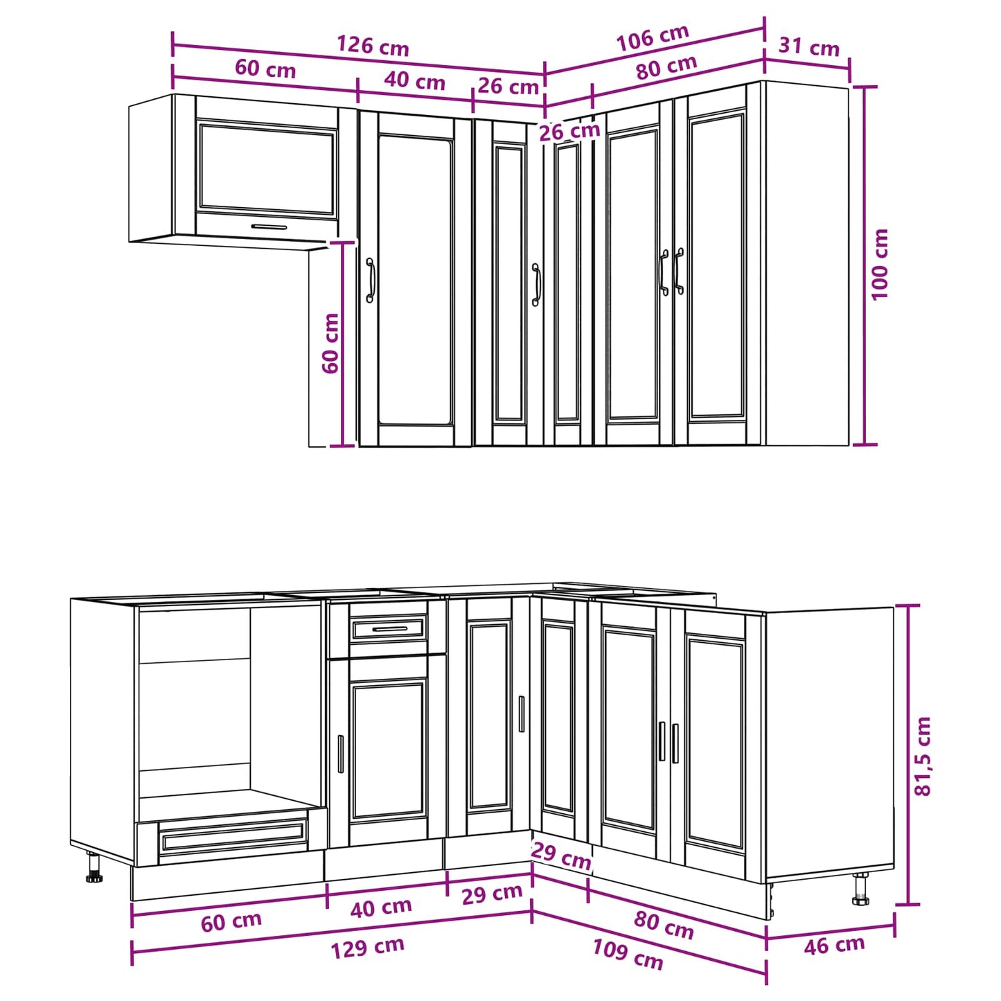 vidaXL Kitchen Unit PORTO 8 pcs Sonoma Oak Engineered Wood