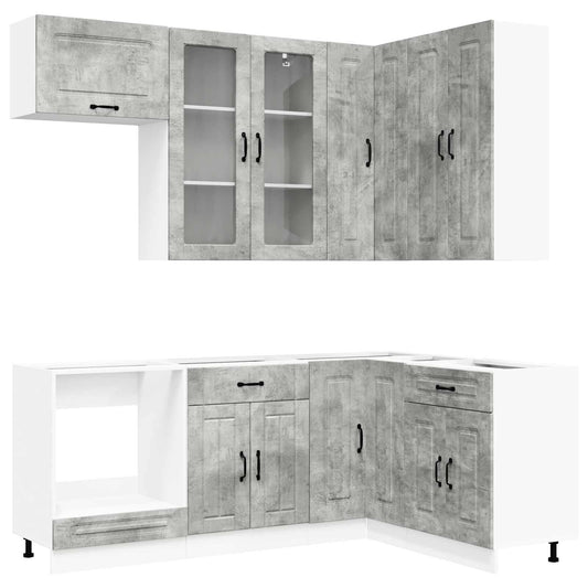 vidaXL Kitchen Unit KALMAR 8 pcs Concrete Grey Engineered Wood