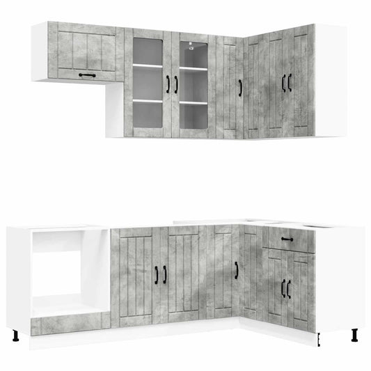 vidaXL Kitchen Unit LUCCA 8 pcs Concrete Grey Engineered Wood