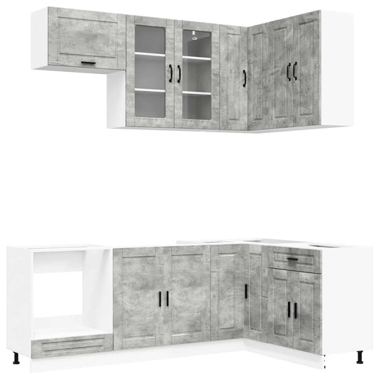 vidaXL Kitchen Unit PORTO 8 pcs Concrete Grey Engineered Wood