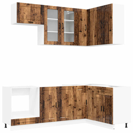 vidaXL Kitchen Unit PORTO 8 pcs Old Wood Engineered Wood