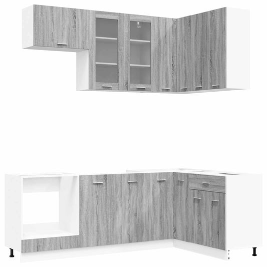 vidaXL Kitchen Unit LYON 8 pcs Grey Sonoma Engineered Wood