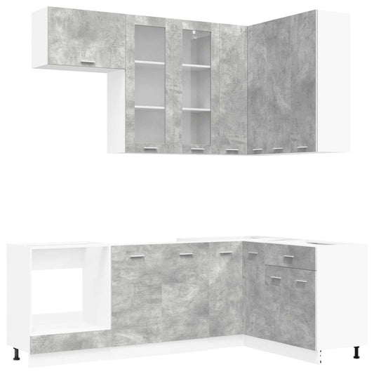 vidaXL Kitchen Unit LYON 8 pcs Concrete Grey Engineered Wood