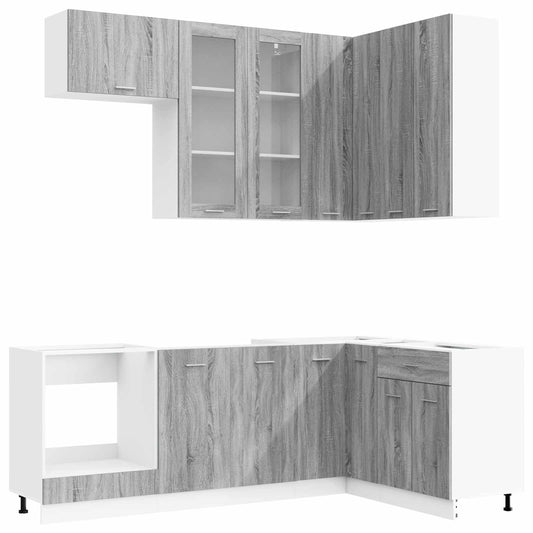 vidaXL Kitchen Unit LYON 8 pcs Grey Sonoma Engineered Wood