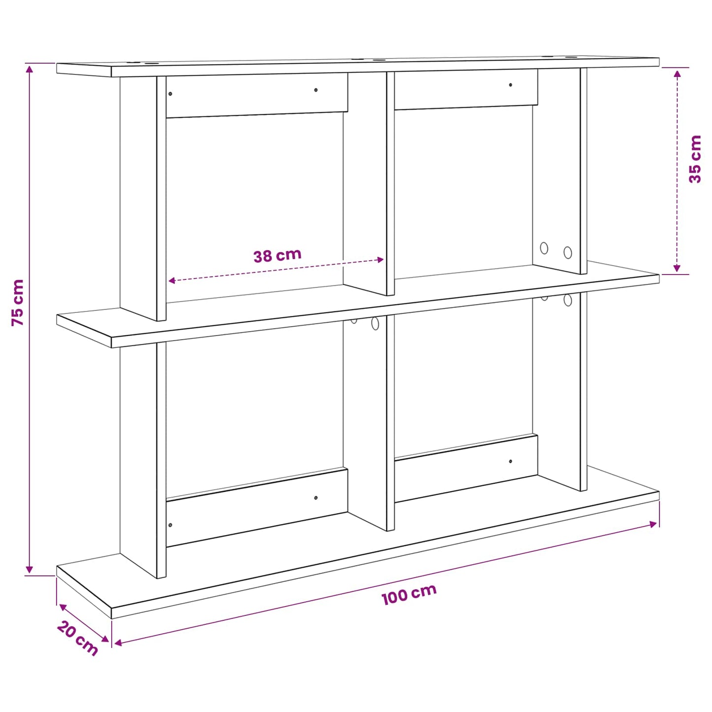 vidaXL Wall Shelf Wall-Mounted Smoked Oak 100 x 20 x 75 cm