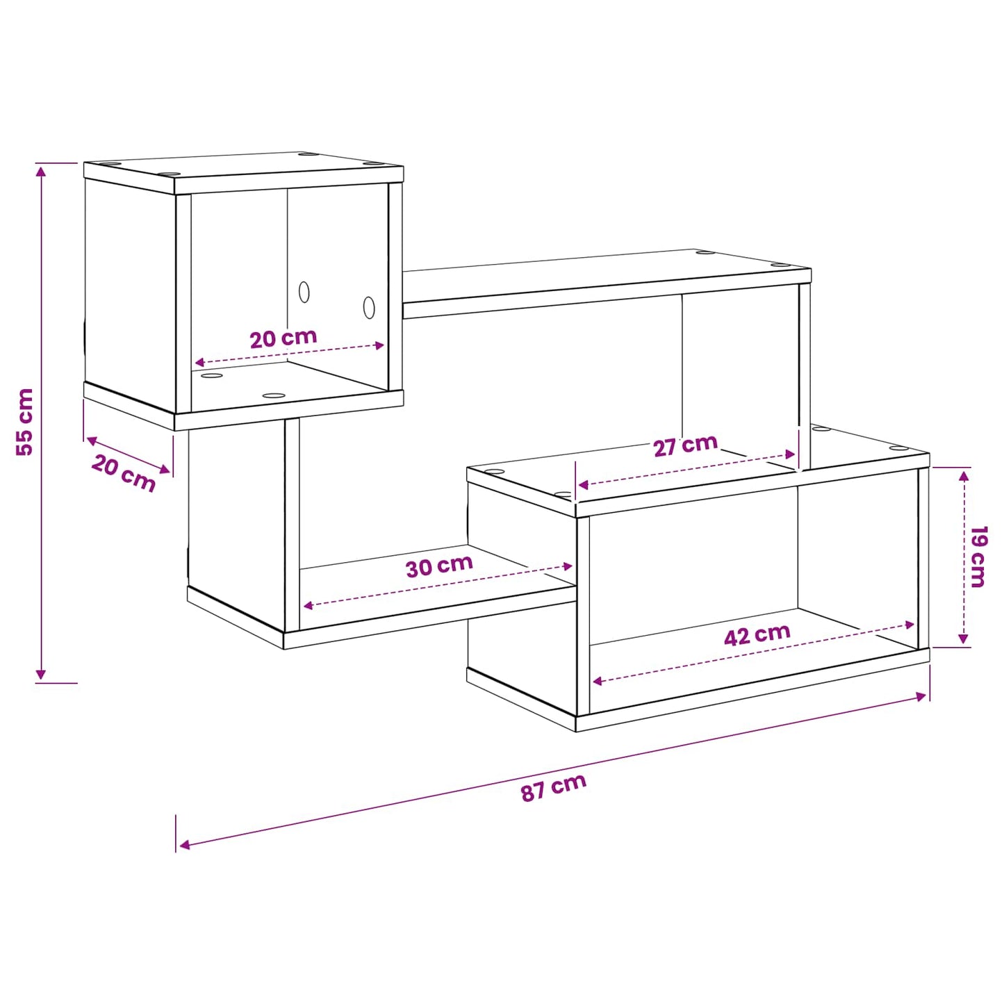 vidaXL Floating Shelf Wall-Mounted Brown 87 x 20 x 55 cm