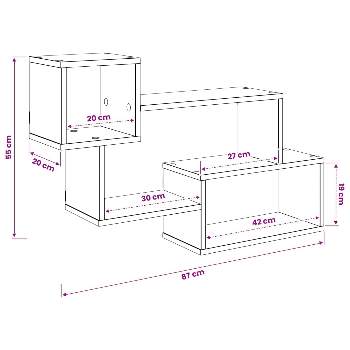 vidaXL Floating Shelf Wall-Mounted Artisan Oak 87 x 20 x 55 cm