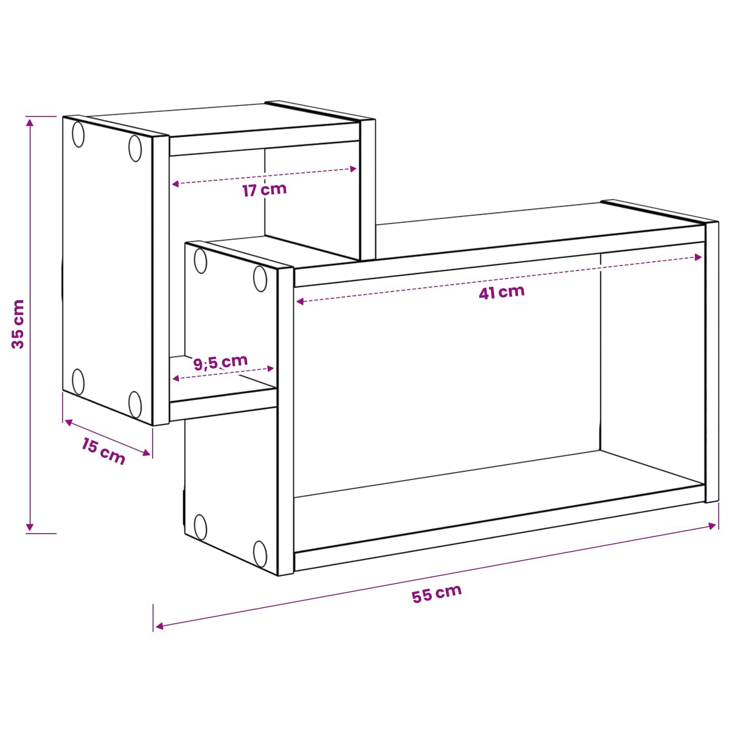 vidaXL Wall Shelf Wall-Mounted Brown 55 x 15 x 35 cm Engineered Wood