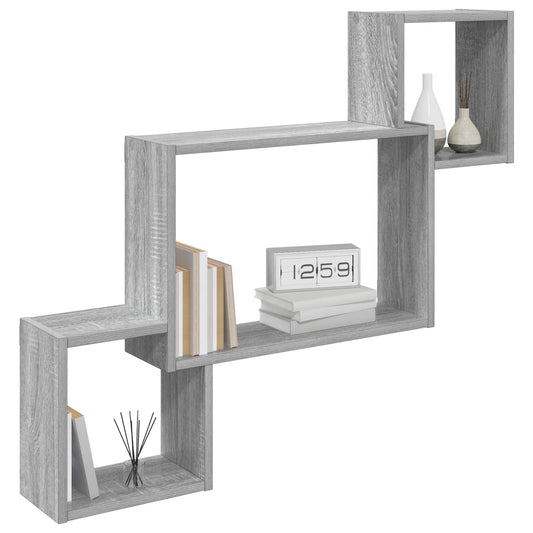 vidaXL Wall Shelf Wall-Mounted Grey Sonoma 91.5 x 15 x 76 cm