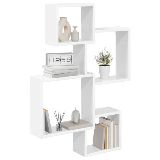 vidaXL Wall Cube Shelves Wall-Mounted White 64 x 13.5 x 91.5 cm