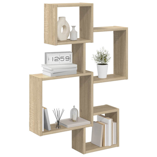 vidaXL Wall Cube Shelves Wall-Mounted Sonoma Oak 64 x 13.5 x 91.5 cm