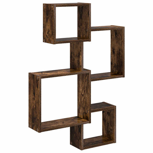 vidaXL Wall Cube Shelves Wall-Mounted Smoked Oak 64 x 13.5 x 91.5 cm