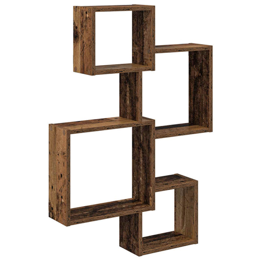 vidaXL Wall Cube Shelves Wall-Mounted Old Wood 64 x 13.5 x 91.5 cm