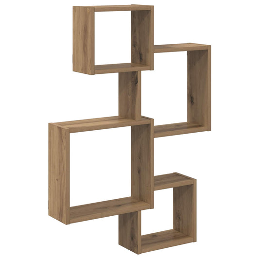 vidaXL Wall Cube Shelves Wall-Mounted Artisan Oak 64 x 13.5 x 91.5 cm