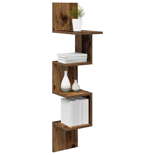 vidaXL Wall Shelf Wall-Mounted Old Wood 32 x 21 x107 cm