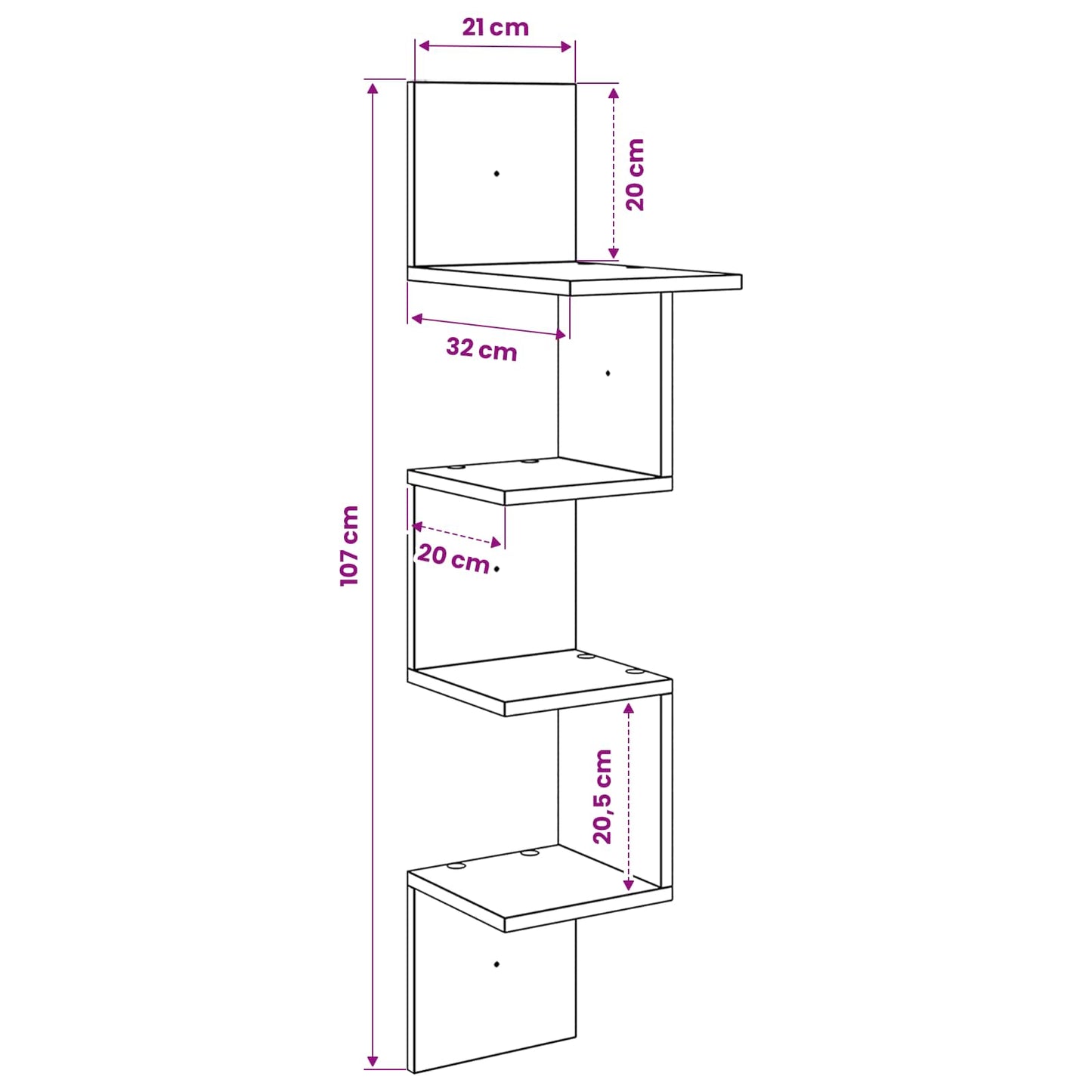 vidaXL Wall Shelf Wall-Mounted Old Wood 32 x 21 x107 cm