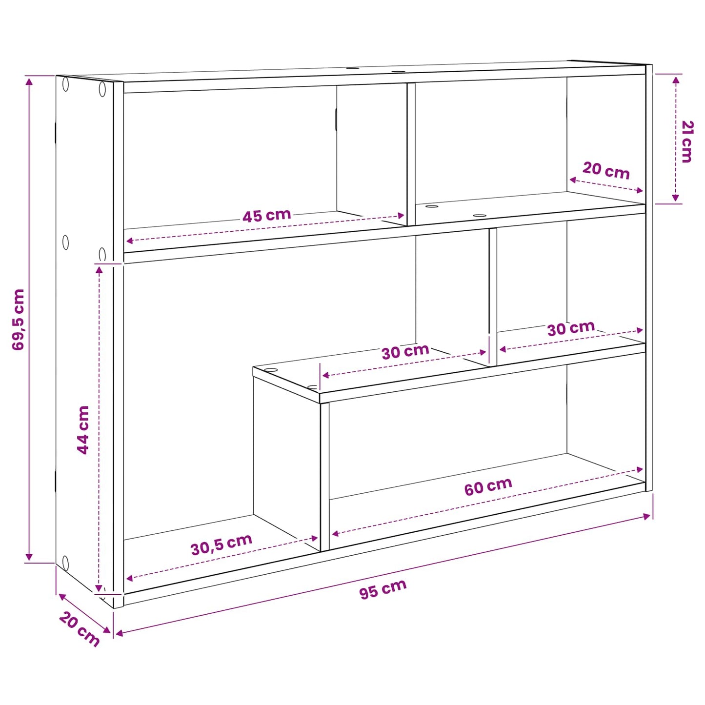 vidaXL Wall Shelf Wall-Mounted Brown 95 x 20 x 69.5 cm Engineered Wood
