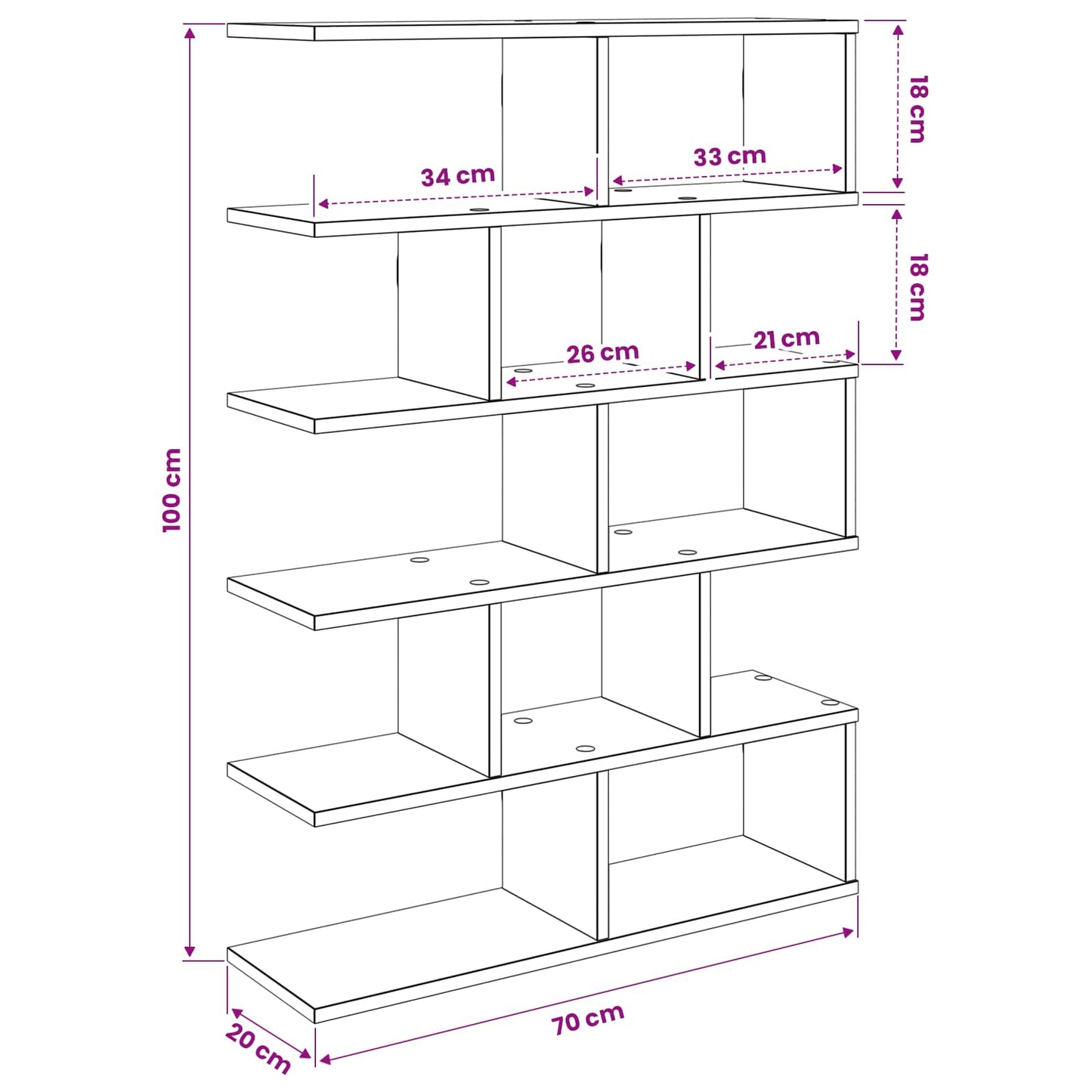 vidaXL Wall Shelf Black Oak 70 x 20 x 100 cm Engineered Wood