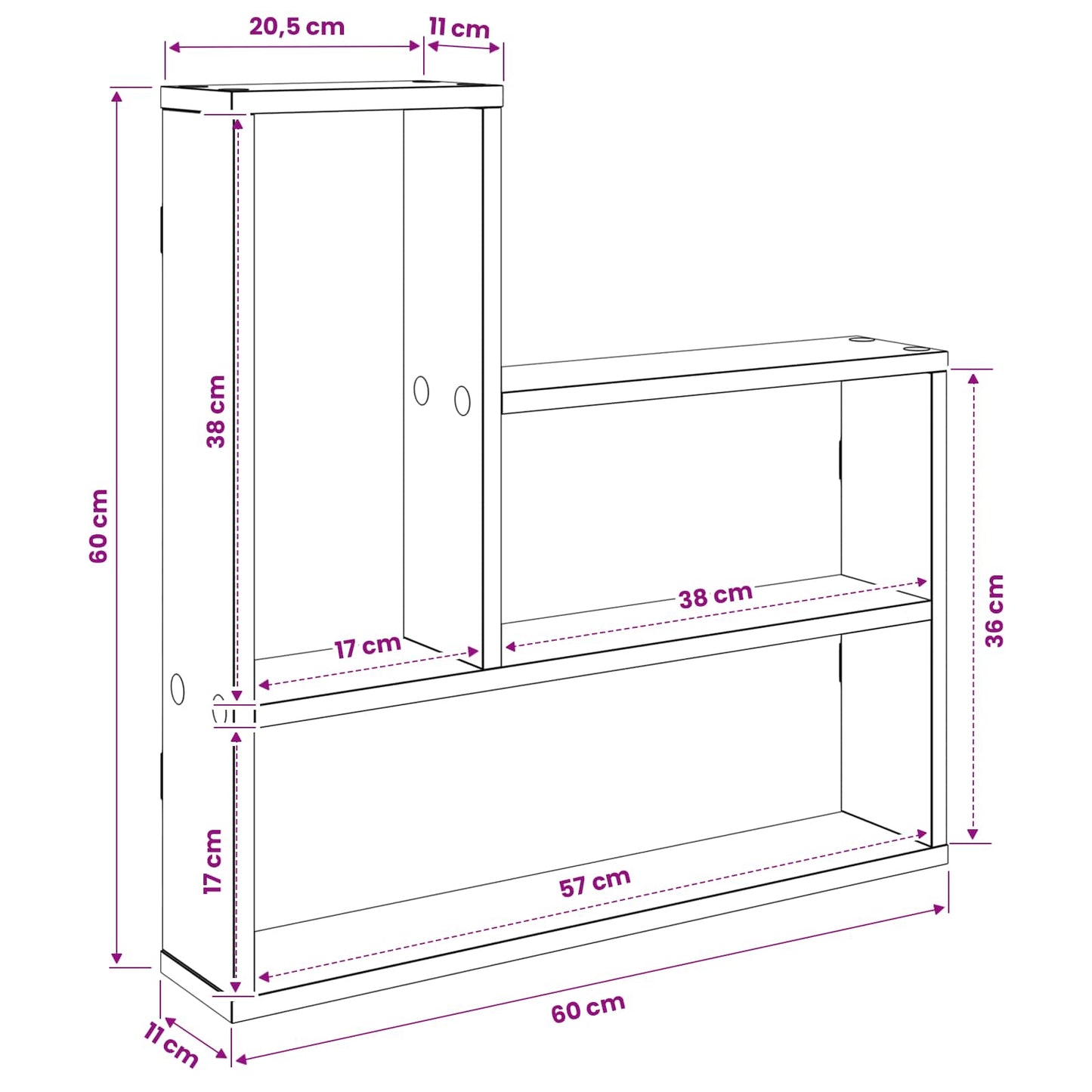 vidaXL Wall Shelf Grey Sonoma 60 x 11 x 60 cm Engineered Wood
