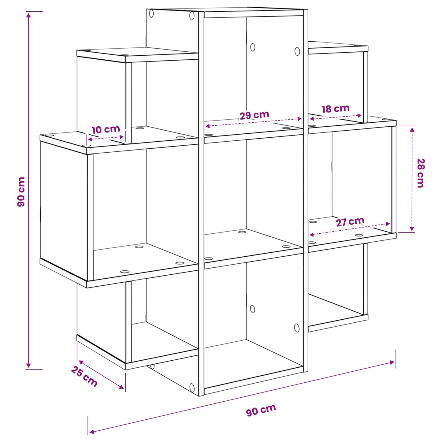 vidaXL Wall Shelf Old Wood 90 x 25 x 90 cm Engineered Wood