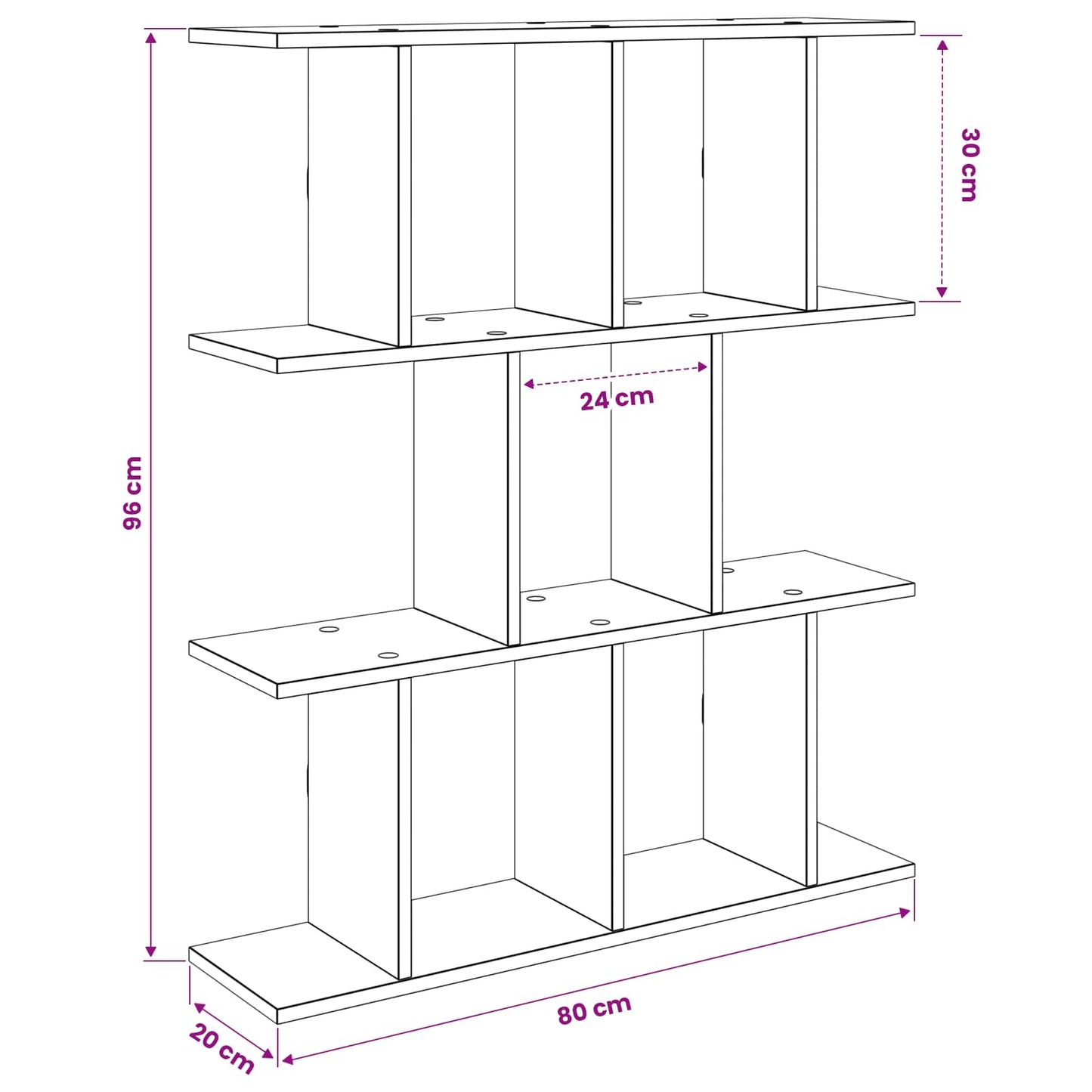 vidaXL Wall Shelf Concrete Grey 80 x 20 x 96 cm Engineered Wood