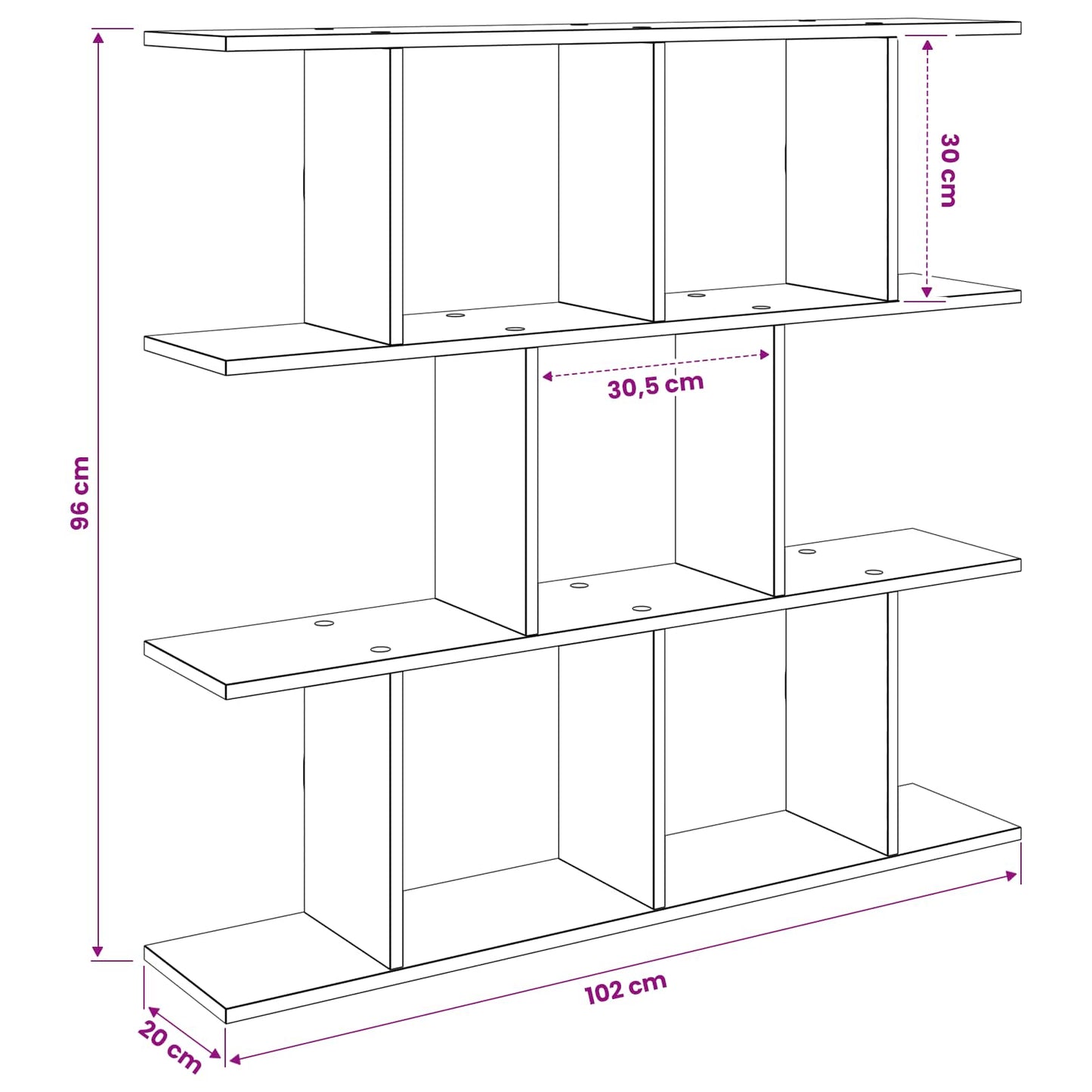 vidaXL Wall Shelf Old Wood 102 x 20 x 96 cm Engineered Wood
