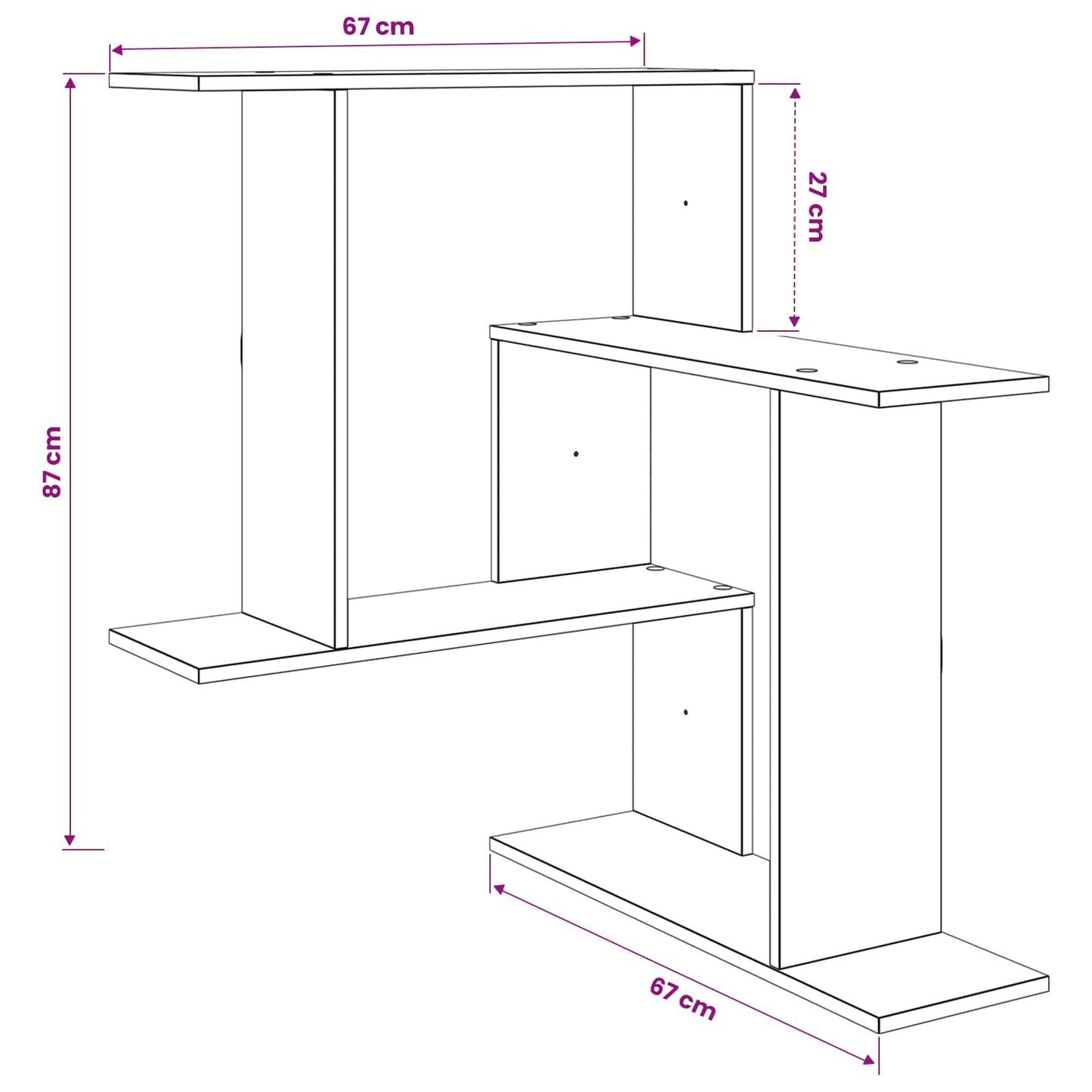 vidaXL Wall Shelf Smoked Oak 67 x 67 x 87 cm Engineered Wood