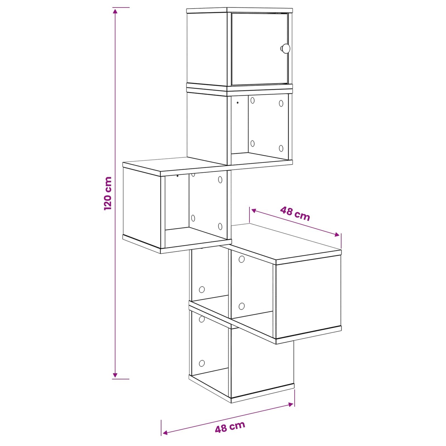 vidaXL Wall Corner Shelf Old Wood 48 x 48 x 120 cm Engineered Wood