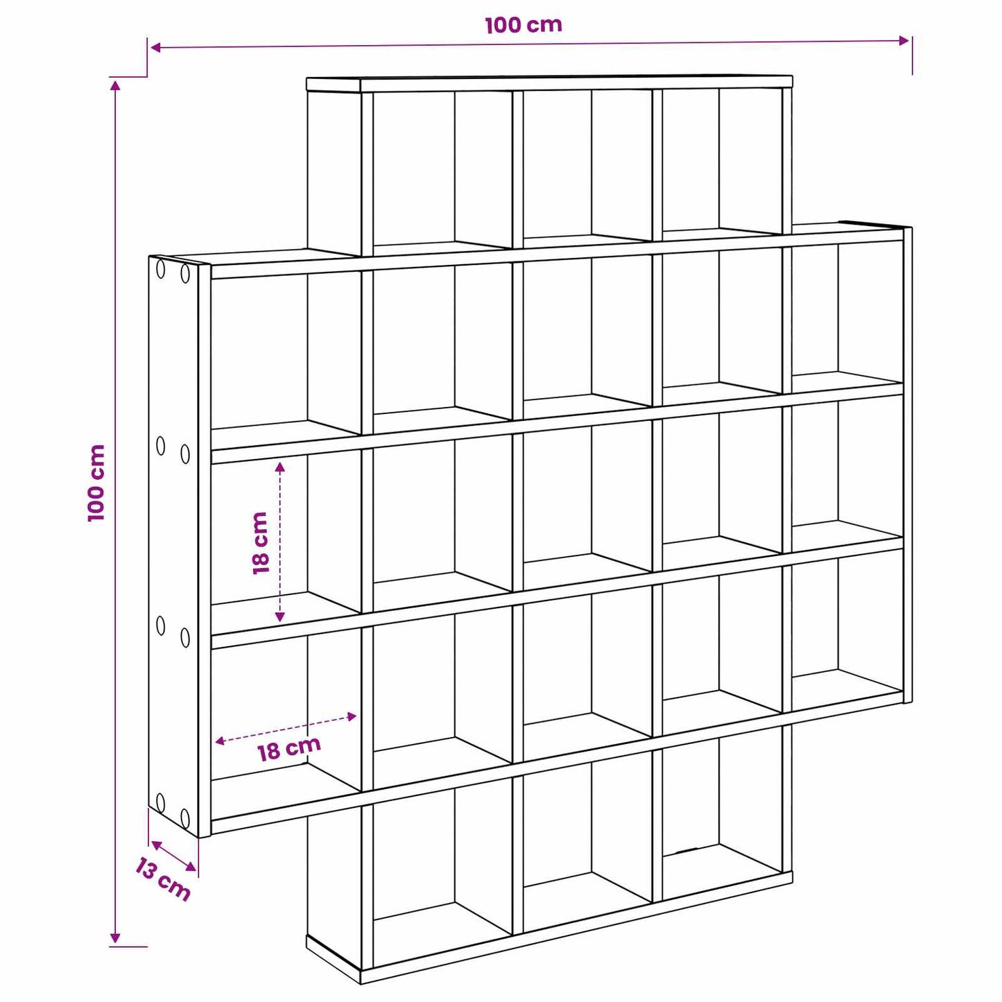 vidaXL Wall Shelf Grey Sonoma 100 x 13 x 100 cm Engineered Wood