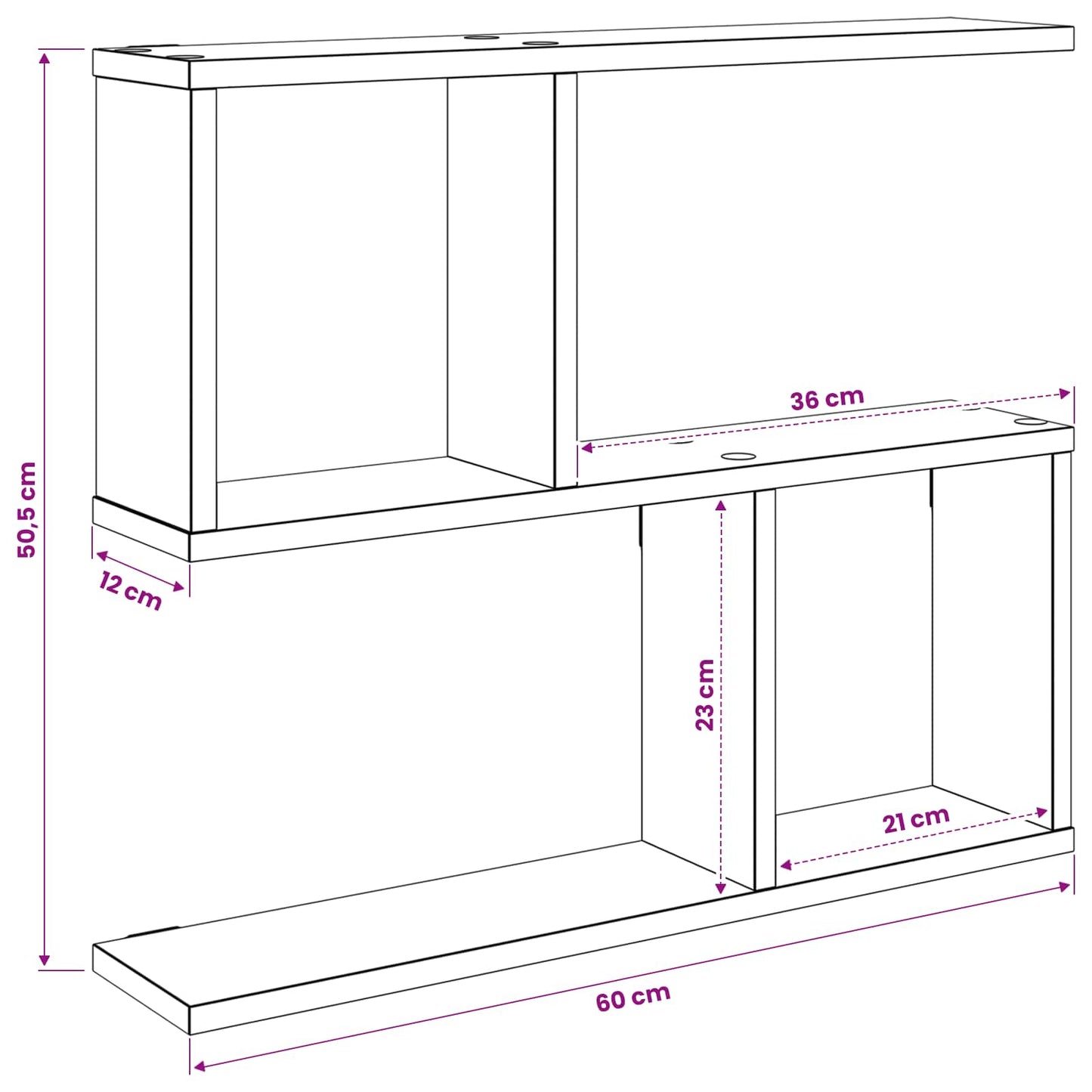 vidaXL Wall Shelf White 60 x 12 x 50.5 cm Engineered Wood