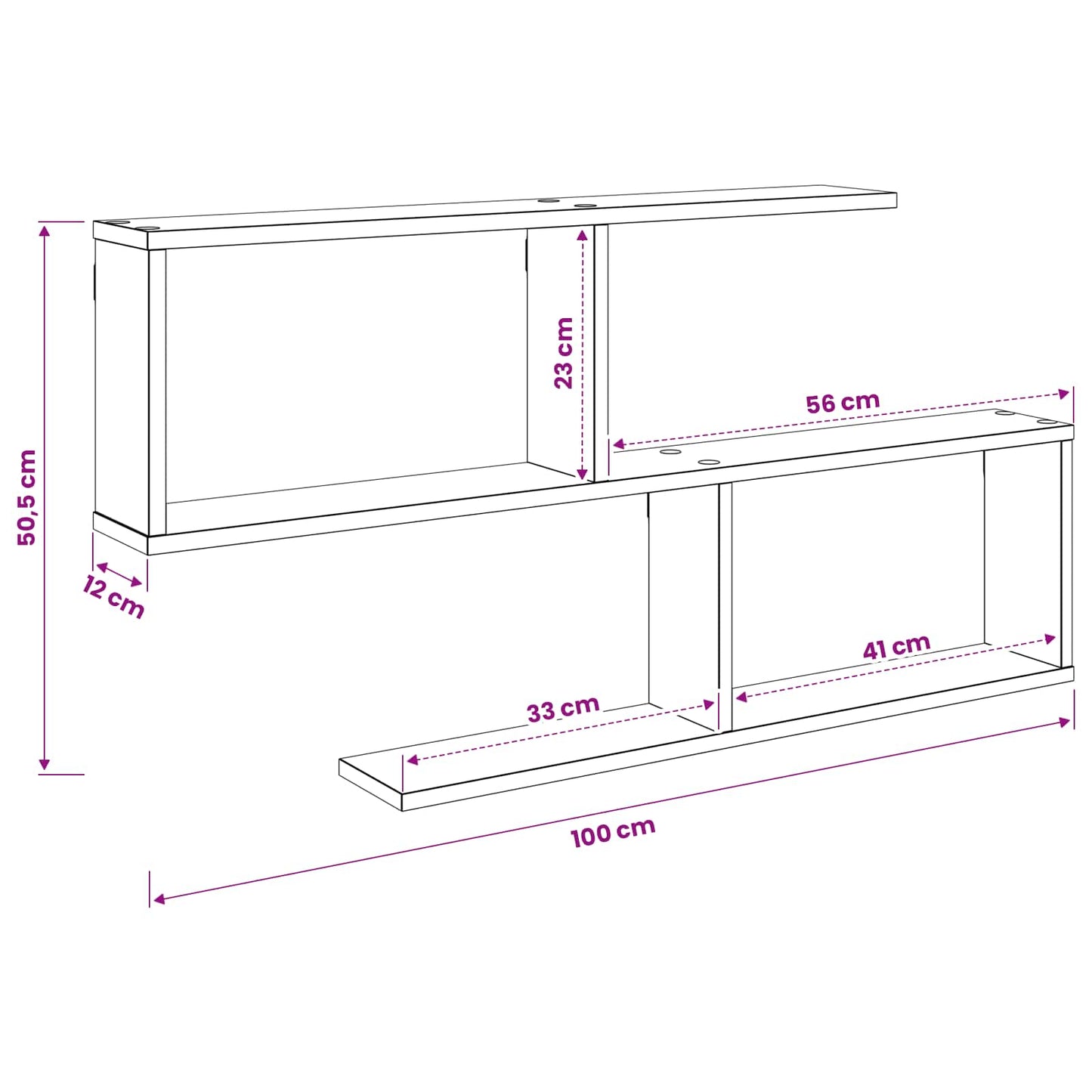 vidaXL Wall Shelf Sonoma Oak 100 x 12 x 50.5 cm Engineered Wood